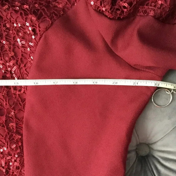 Set Jacket Skirt Maxi Lace sequins Burgund  Evening Formal Sz 14 US Women PLUS - Picture 7 of 10